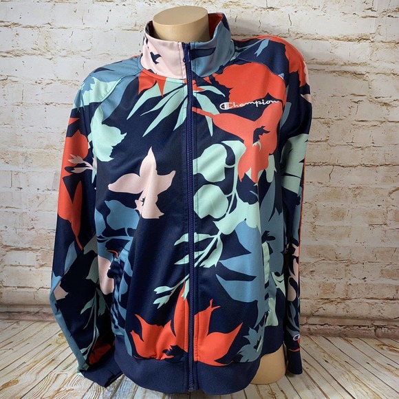 Champion Jackets & Blazers - Champion Tropical Flower Womens Size X Large Track Jacket Zip Up Sweatshirt Coat
